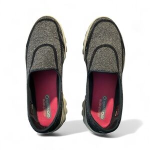 Skechers GOwalk 2 Charcoal Slip-Ons with Pink Insoles